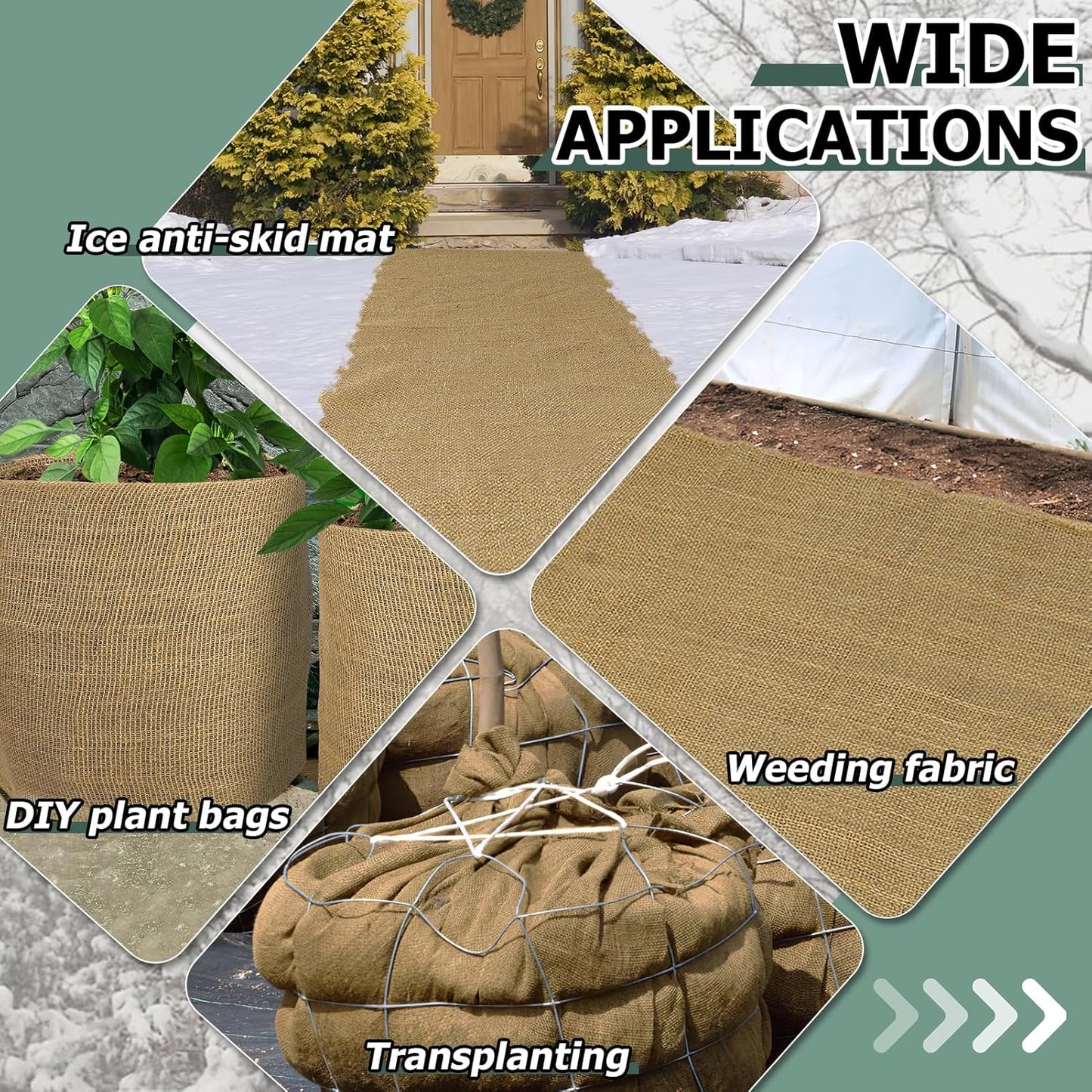 50ftx40in Large Burlap Plant Covers Freeze Protection