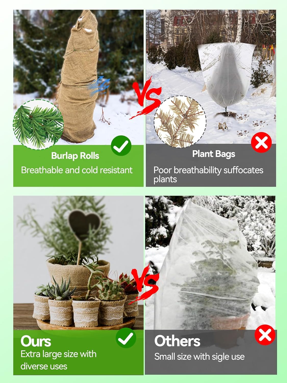 50ftx40in Large Burlap Plant Covers Freeze Protection
