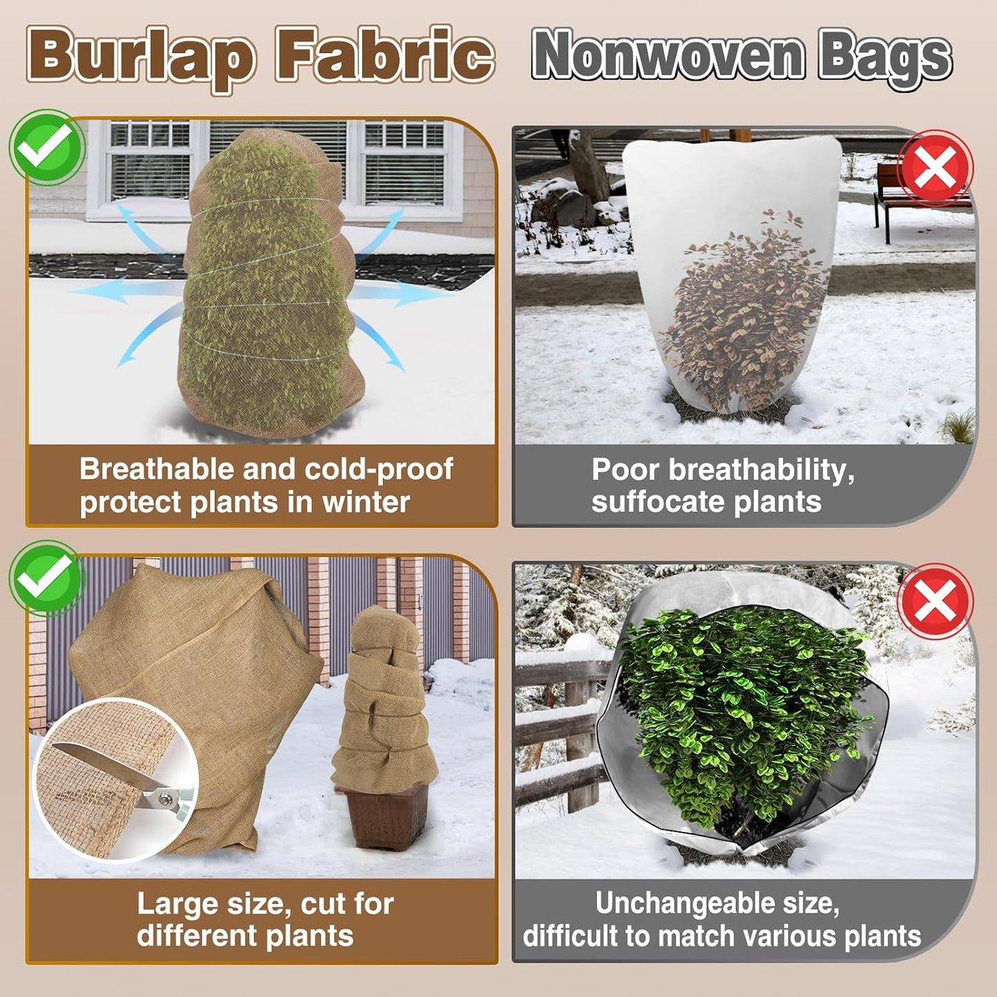 50ftx40in Large Burlap Plant Covers Freeze Protection