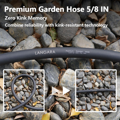 Heavy Duty Premium Garden Hose 5ft x 5/8", 300PSI Working, 1000PSI Burst, Hybrid Rubber Water Hose with Transparent Swivel Handle - Hot/Cold Water - Five Layered Braiding with Brass fittings (Black)