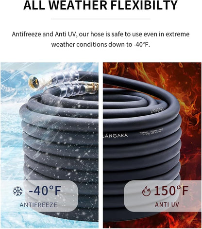 Heavy Duty Premium Garden Hose 5ft x 5/8", 300PSI Working, 1000PSI Burst, Hybrid Rubber Water Hose with Transparent Swivel Handle - Hot/Cold Water - Five Layered Braiding with Brass fittings (Black)