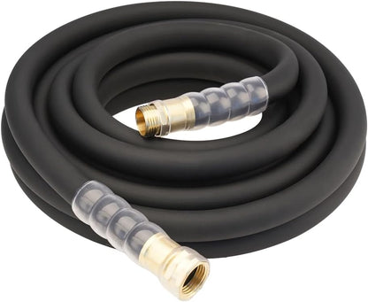 Heavy Duty Premium Garden Hose 5ft x 5/8", 300PSI Working, 1000PSI Burst, Hybrid Rubber Water Hose with Transparent Swivel Handle - Hot/Cold Water - Five Layered Braiding with Brass fittings (Black)