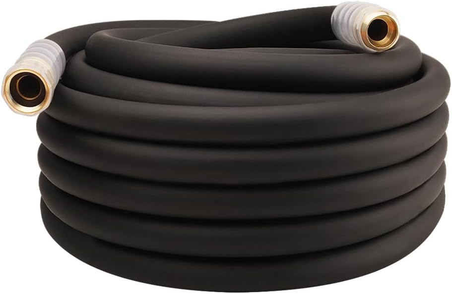 Heavy Duty Premium Garden Hose 5ft x 5/8", 300PSI Working, 1000PSI Burst, Hybrid Rubber Water Hose with Transparent Swivel Handle - Hot/Cold Water - Five Layered Braiding with Brass fittings (Black)