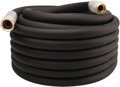 Heavy Duty Premium Garden Hose 5ft x 5/8", 300PSI Working, 1000PSI Burst, Hybrid Rubber Water Hose with Transparent Swivel Handle - Hot/Cold Water - Five Layered Braiding with Brass fittings (Black)