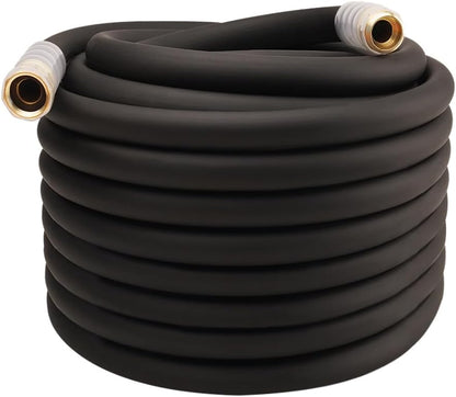 Heavy Duty Premium Garden Hose 5ft x 5/8", 300PSI Working, 1000PSI Burst, Hybrid Rubber Water Hose with Transparent Swivel Handle - Hot/Cold Water - Five Layered Braiding with Brass fittings (Black)