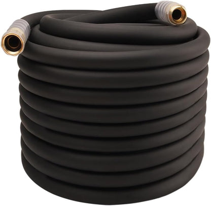 Heavy Duty Premium Garden Hose 5ft x 5/8", 300PSI Working, 1000PSI Burst, Hybrid Rubber Water Hose with Transparent Swivel Handle - Hot/Cold Water - Five Layered Braiding with Brass fittings (Black)