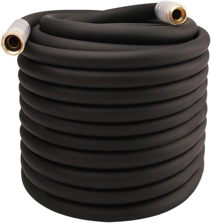 Heavy Duty Premium Garden Hose 5ft x 5/8", 300PSI Working, 1000PSI Burst, Hybrid Rubber Water Hose with Transparent Swivel Handle - Hot/Cold Water - Five Layered Braiding with Brass fittings (Black)