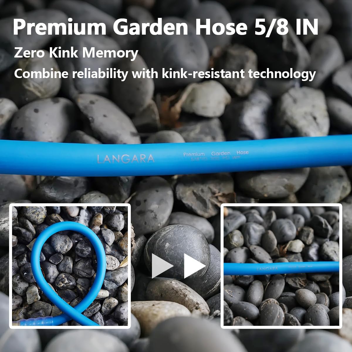 Heavy Duty Premium Garden Hose 5ft x 5/8", 300PSI Working, 1000PSI Burst, Hybrid Rubber Water Hose with Transparent Swivel Handle - Hot/Cold Water - Five Layered Braiding with Brass fittings (Black)