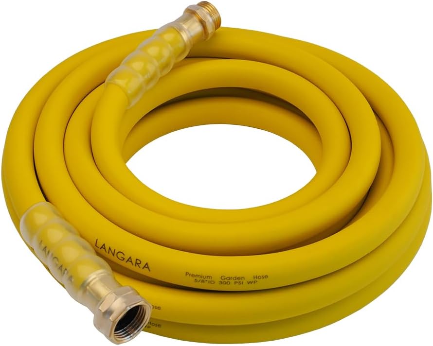 Heavy Duty Premium Garden Hose 5ft x 5/8", 300PSI Working, 1000PSI Burst, Hybrid Rubber Water Hose with Transparent Swivel Handle - Hot/Cold Water - Five Layered Braiding with Brass fittings (Black)