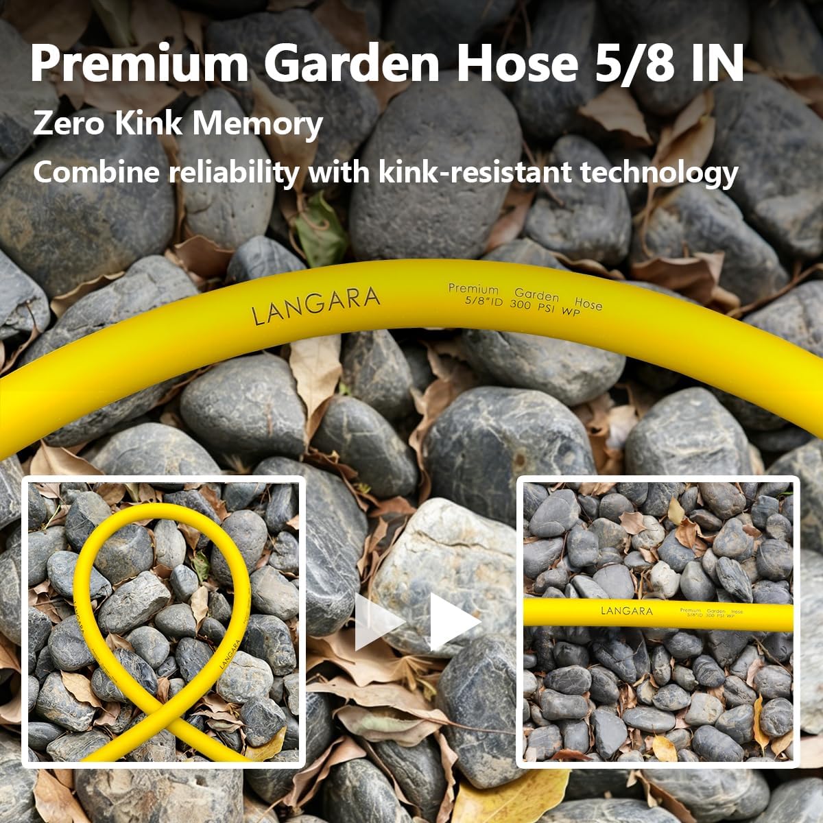 Heavy Duty Premium Garden Hose 5ft x 5/8", 300PSI Working, 1000PSI Burst, Hybrid Rubber Water Hose with Transparent Swivel Handle - Hot/Cold Water - Five Layered Braiding with Brass fittings (Black)