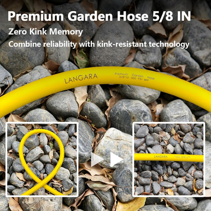 Heavy Duty Premium Garden Hose 5ft x 5/8", 300PSI Working, 1000PSI Burst, Hybrid Rubber Water Hose with Transparent Swivel Handle - Hot/Cold Water - Five Layered Braiding with Brass fittings (Black)