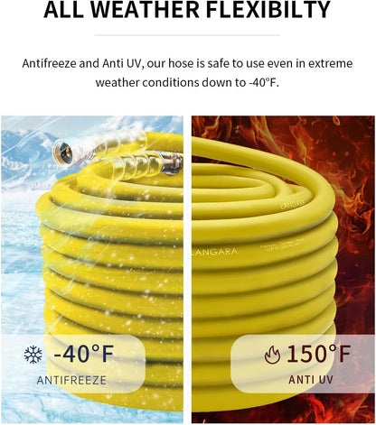 Heavy Duty Premium Garden Hose 5ft x 5/8", 300PSI Working, 1000PSI Burst, Hybrid Rubber Water Hose with Transparent Swivel Handle - Hot/Cold Water - Five Layered Braiding with Brass fittings (Black)