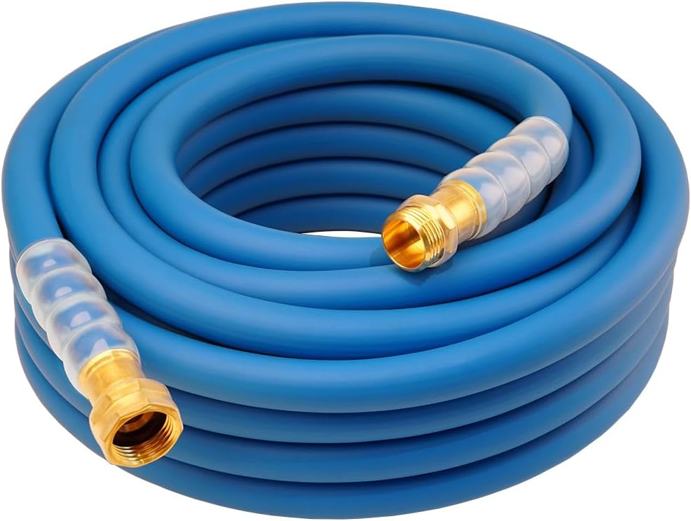 Heavy Duty Premium Garden Hose 5ft x 5/8", 300PSI Working, 1000PSI Burst, Hybrid Rubber Water Hose with Transparent Swivel Handle - Hot/Cold Water - Five Layered Braiding with Brass fittings (Black)