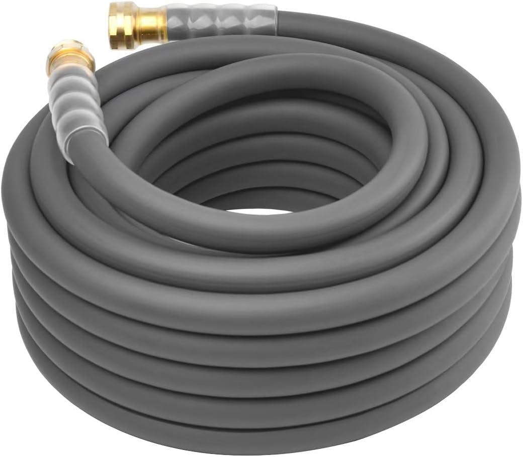Heavy Duty Premium Garden Hose 5ft x 5/8", 300PSI Working, 1000PSI Burst, Hybrid Rubber Water Hose with Transparent Swivel Handle - Hot/Cold Water - Five Layered Braiding with Brass fittings (Black)