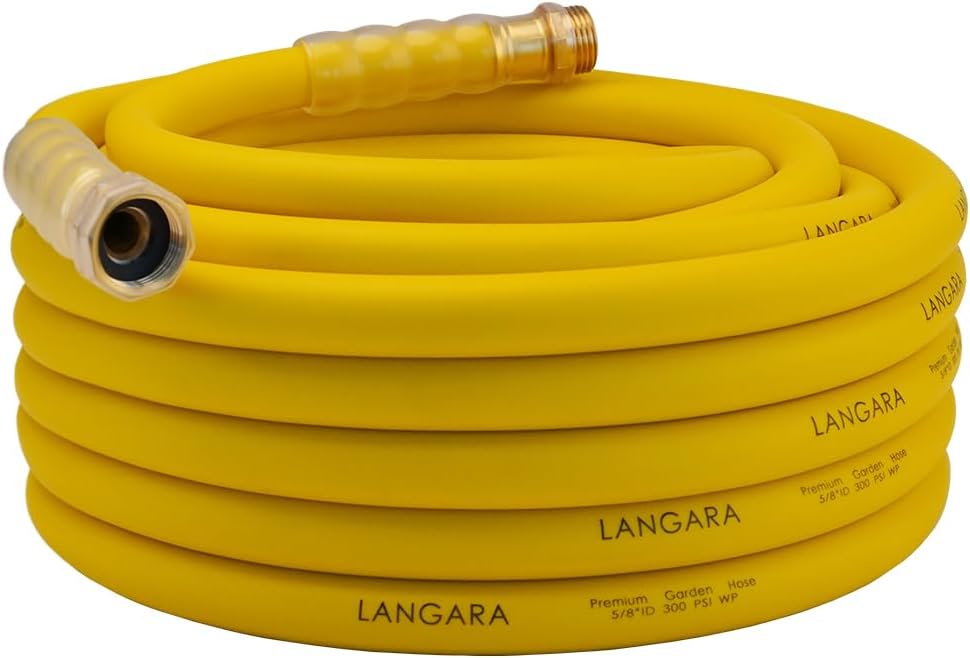 Heavy Duty Premium Garden Hose 5ft x 5/8", 300PSI Working, 1000PSI Burst, Hybrid Rubber Water Hose with Transparent Swivel Handle - Hot/Cold Water - Five Layered Braiding with Brass fittings (Black)