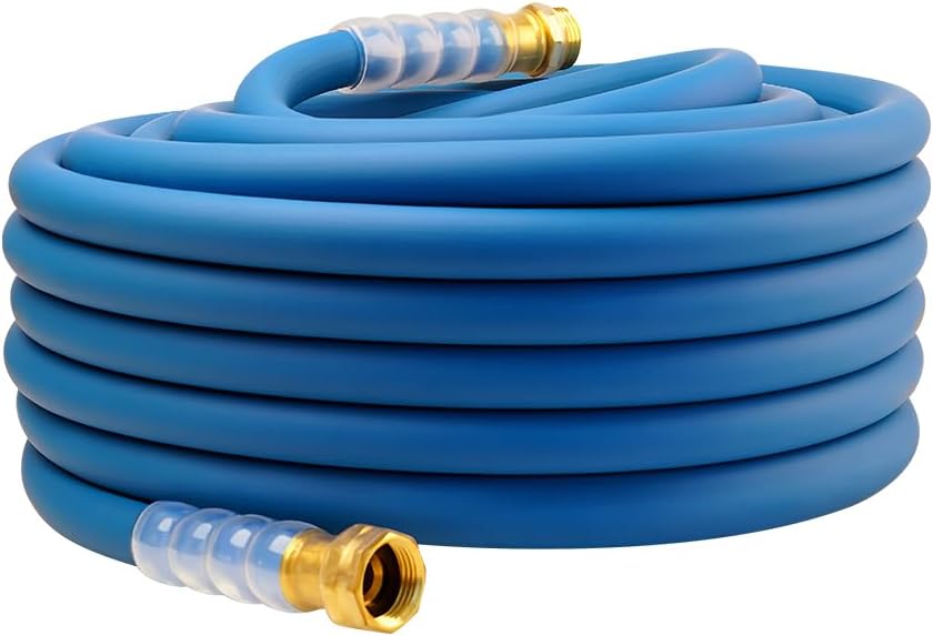 Heavy Duty Premium Garden Hose 5ft x 5/8", 300PSI Working, 1000PSI Burst, Hybrid Rubber Water Hose with Transparent Swivel Handle - Hot/Cold Water - Five Layered Braiding with Brass fittings (Black)