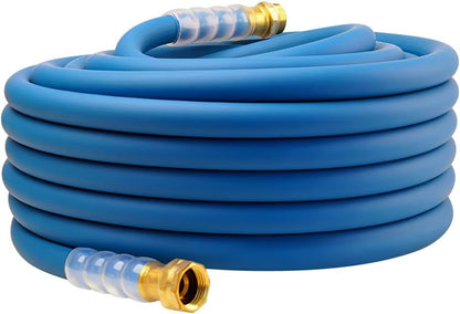Heavy Duty Premium Garden Hose 5ft x 5/8", 300PSI Working, 1000PSI Burst, Hybrid Rubber Water Hose with Transparent Swivel Handle - Hot/Cold Water - Five Layered Braiding with Brass fittings (Black)