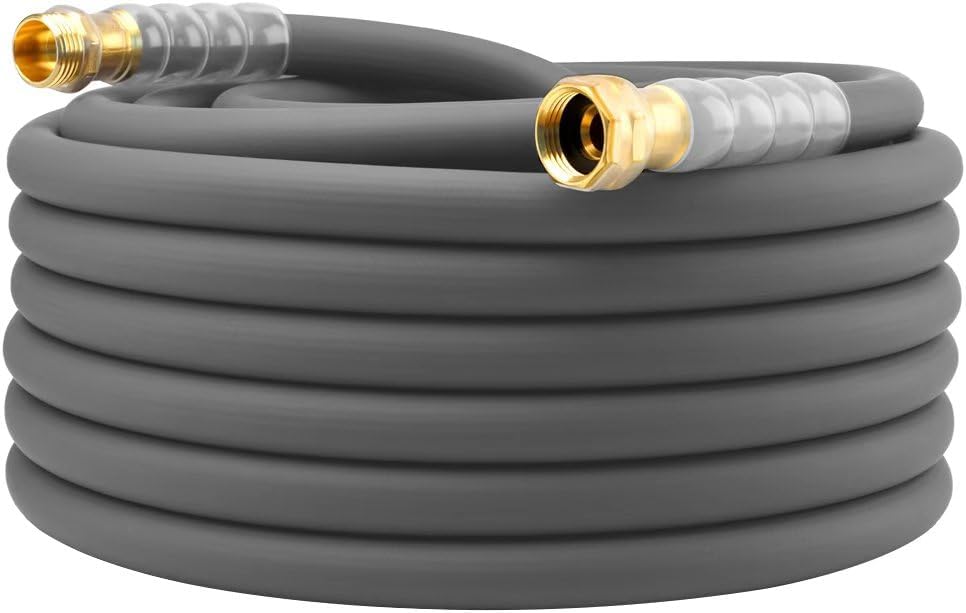 Heavy Duty Premium Garden Hose 5ft x 5/8", 300PSI Working, 1000PSI Burst, Hybrid Rubber Water Hose with Transparent Swivel Handle - Hot/Cold Water - Five Layered Braiding with Brass fittings (Black)