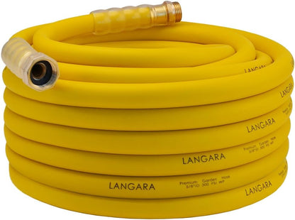 Heavy Duty Premium Garden Hose 5ft x 5/8", 300PSI Working, 1000PSI Burst, Hybrid Rubber Water Hose with Transparent Swivel Handle - Hot/Cold Water - Five Layered Braiding with Brass fittings (Black)