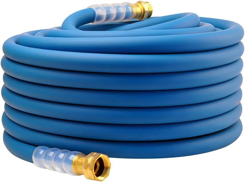 Heavy Duty Premium Garden Hose 5ft x 5/8", 300PSI Working, 1000PSI Burst, Hybrid Rubber Water Hose with Transparent Swivel Handle - Hot/Cold Water - Five Layered Braiding with Brass fittings (Black)