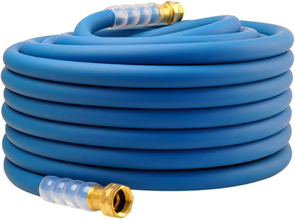 Heavy Duty Premium Garden Hose 5ft x 5/8", 300PSI Working, 1000PSI Burst, Hybrid Rubber Water Hose with Transparent Swivel Handle - Hot/Cold Water - Five Layered Braiding with Brass fittings (Black)