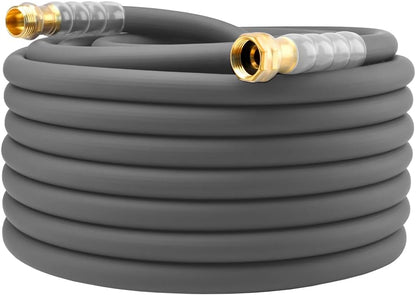 Heavy Duty Premium Garden Hose 5ft x 5/8", 300PSI Working, 1000PSI Burst, Hybrid Rubber Water Hose with Transparent Swivel Handle - Hot/Cold Water - Five Layered Braiding with Brass fittings (Black)