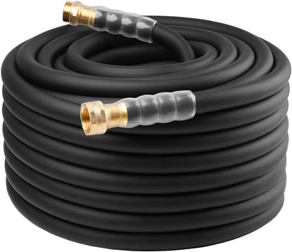 Heavy Duty Premium Garden Hose 5ft x 5/8", 300PSI Working, 1000PSI Burst, Hybrid Rubber Water Hose with Transparent Swivel Handle - Hot/Cold Water - Five Layered Braiding with Brass fittings (Black)