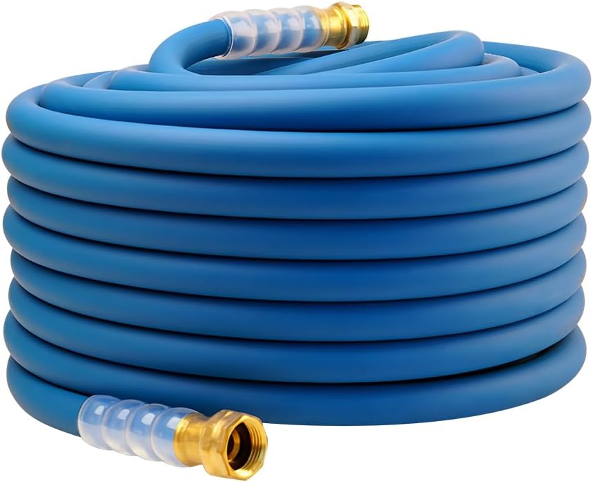 Heavy Duty Premium Garden Hose 5ft x 5/8", 300PSI Working, 1000PSI Burst, Hybrid Rubber Water Hose with Transparent Swivel Handle - Hot/Cold Water - Five Layered Braiding with Brass fittings (Black)