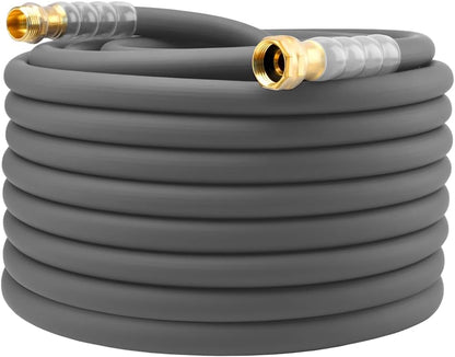 Heavy Duty Premium Garden Hose 5ft x 5/8", 300PSI Working, 1000PSI Burst, Hybrid Rubber Water Hose with Transparent Swivel Handle - Hot/Cold Water - Five Layered Braiding with Brass fittings (Black)