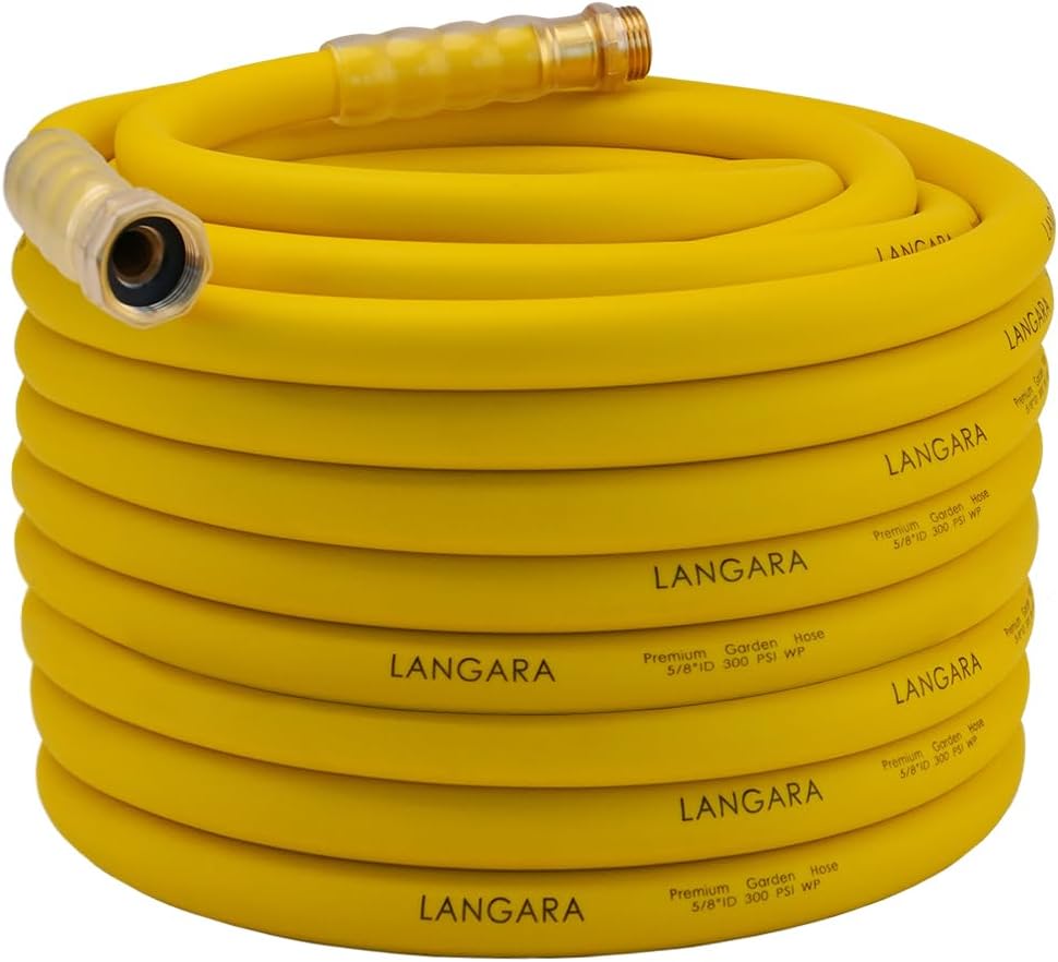 Heavy Duty Premium Garden Hose 5ft x 5/8", 300PSI Working, 1000PSI Burst, Hybrid Rubber Water Hose with Transparent Swivel Handle - Hot/Cold Water - Five Layered Braiding with Brass fittings (Black)