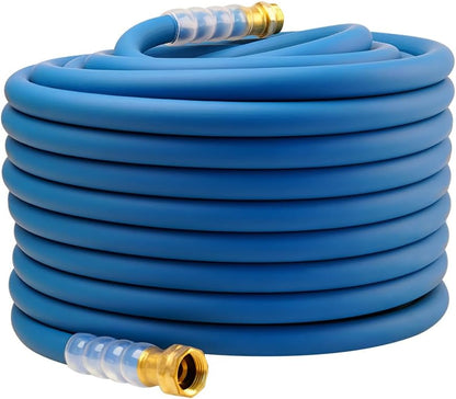 Heavy Duty Premium Garden Hose 5ft x 5/8", 300PSI Working, 1000PSI Burst, Hybrid Rubber Water Hose with Transparent Swivel Handle - Hot/Cold Water - Five Layered Braiding with Brass fittings (Black)