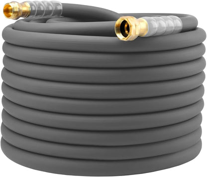 Heavy Duty Premium Garden Hose 5ft x 5/8", 300PSI Working, 1000PSI Burst, Hybrid Rubber Water Hose with Transparent Swivel Handle - Hot/Cold Water - Five Layered Braiding with Brass fittings (Black)