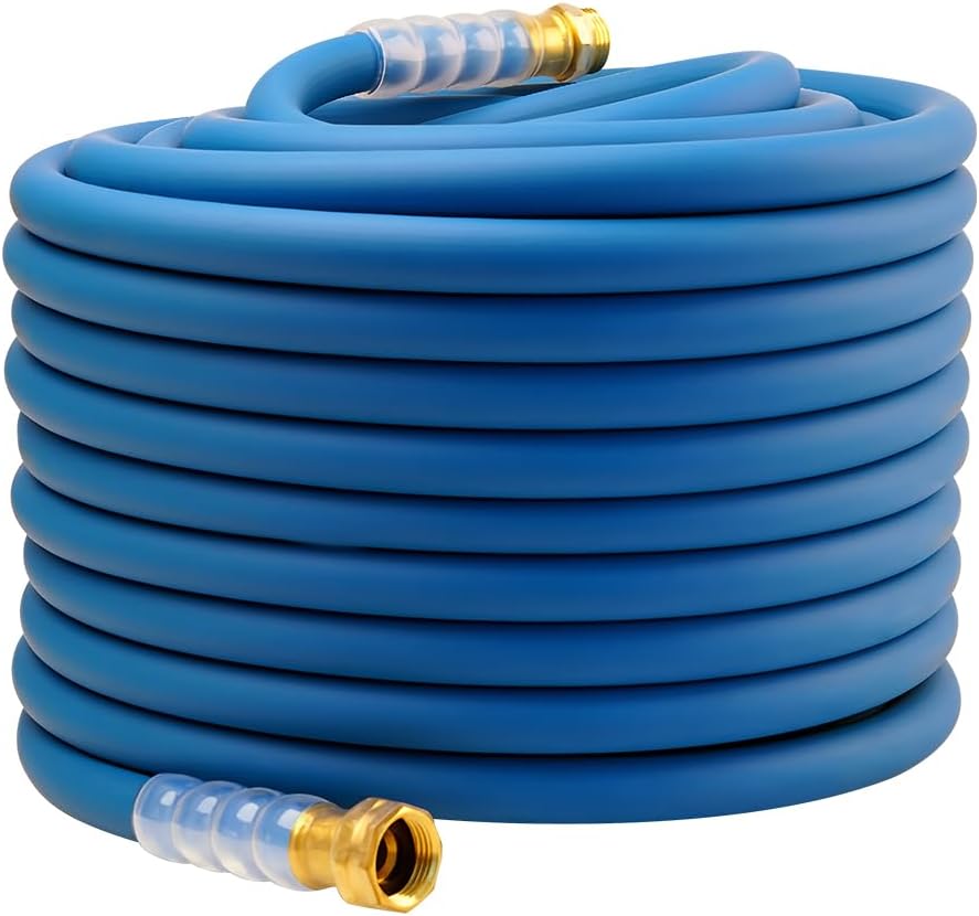 Heavy Duty Premium Garden Hose 5ft x 5/8", 300PSI Working, 1000PSI Burst, Hybrid Rubber Water Hose with Transparent Swivel Handle - Hot/Cold Water - Five Layered Braiding with Brass fittings (Black)