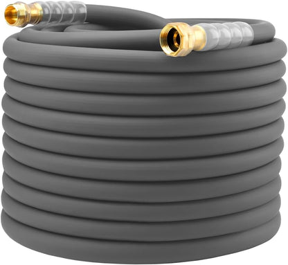 Heavy Duty Premium Garden Hose 5ft x 5/8", 300PSI Working, 1000PSI Burst, Hybrid Rubber Water Hose with Transparent Swivel Handle - Hot/Cold Water - Five Layered Braiding with Brass fittings (Black)