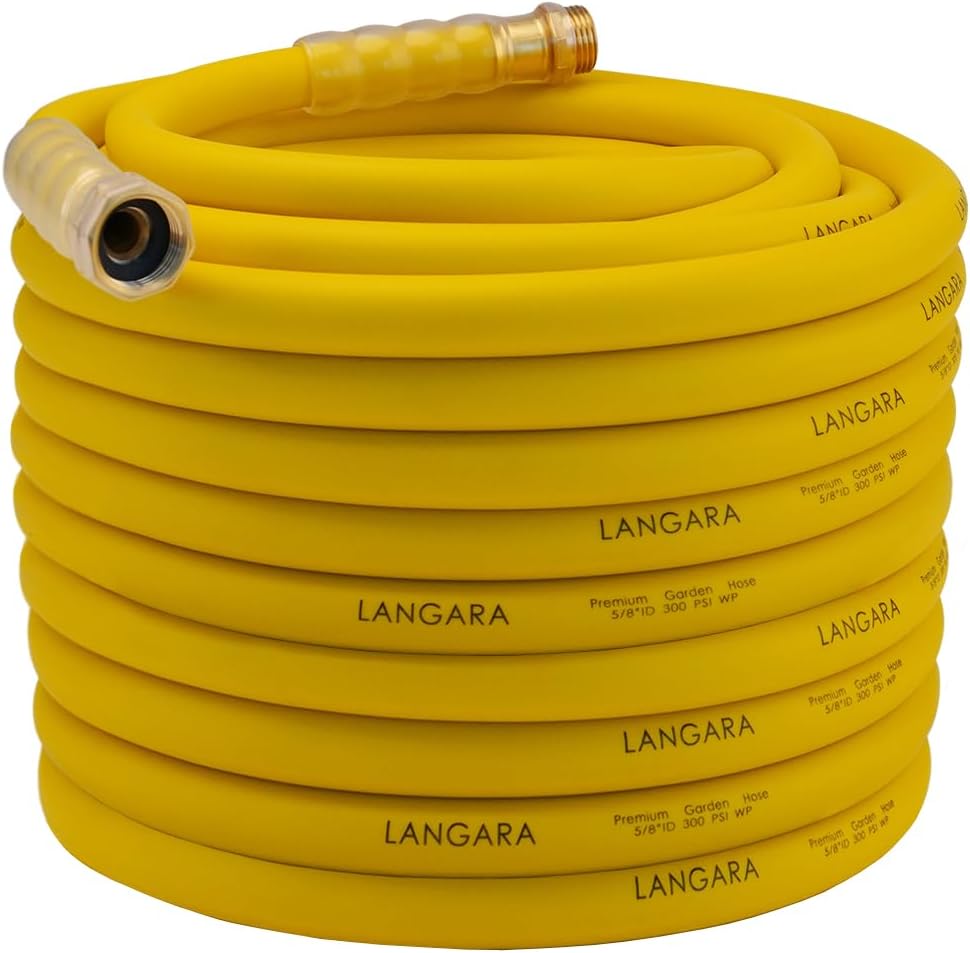 Heavy Duty Premium Garden Hose 5ft x 5/8", 300PSI Working, 1000PSI Burst, Hybrid Rubber Water Hose with Transparent Swivel Handle - Hot/Cold Water - Five Layered Braiding with Brass fittings (Black)