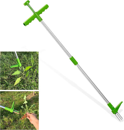 Stand Up Weed Puller Hand Tool - 39" Long Handle Garden Weeding Tool with 3 Sharp Claws & Foot Pedal, Efficient Weed Hound Puller for Dandelion & Root Removal (3 Claws)