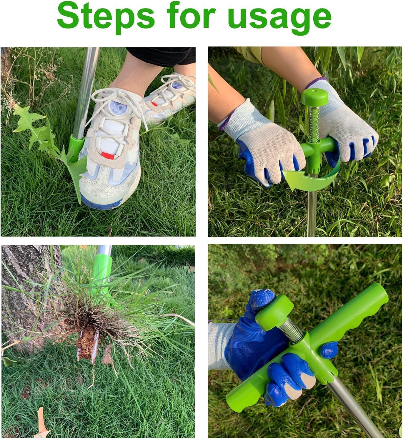 Stand Up Weed Puller Hand Tool - 39" Long Handle Garden Weeding Tool with 3 Sharp Claws & Foot Pedal, Efficient Weed Hound Puller for Dandelion & Root Removal (3 Claws)
