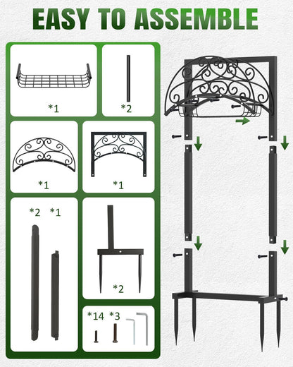 Garden Hose Holder Freestanding with Basket, Heavy Duty Outdoor Hose Stand, Metal Rack for Yard, Durable Water Hose Storage for outside, Compact Organizer for Garden Use
