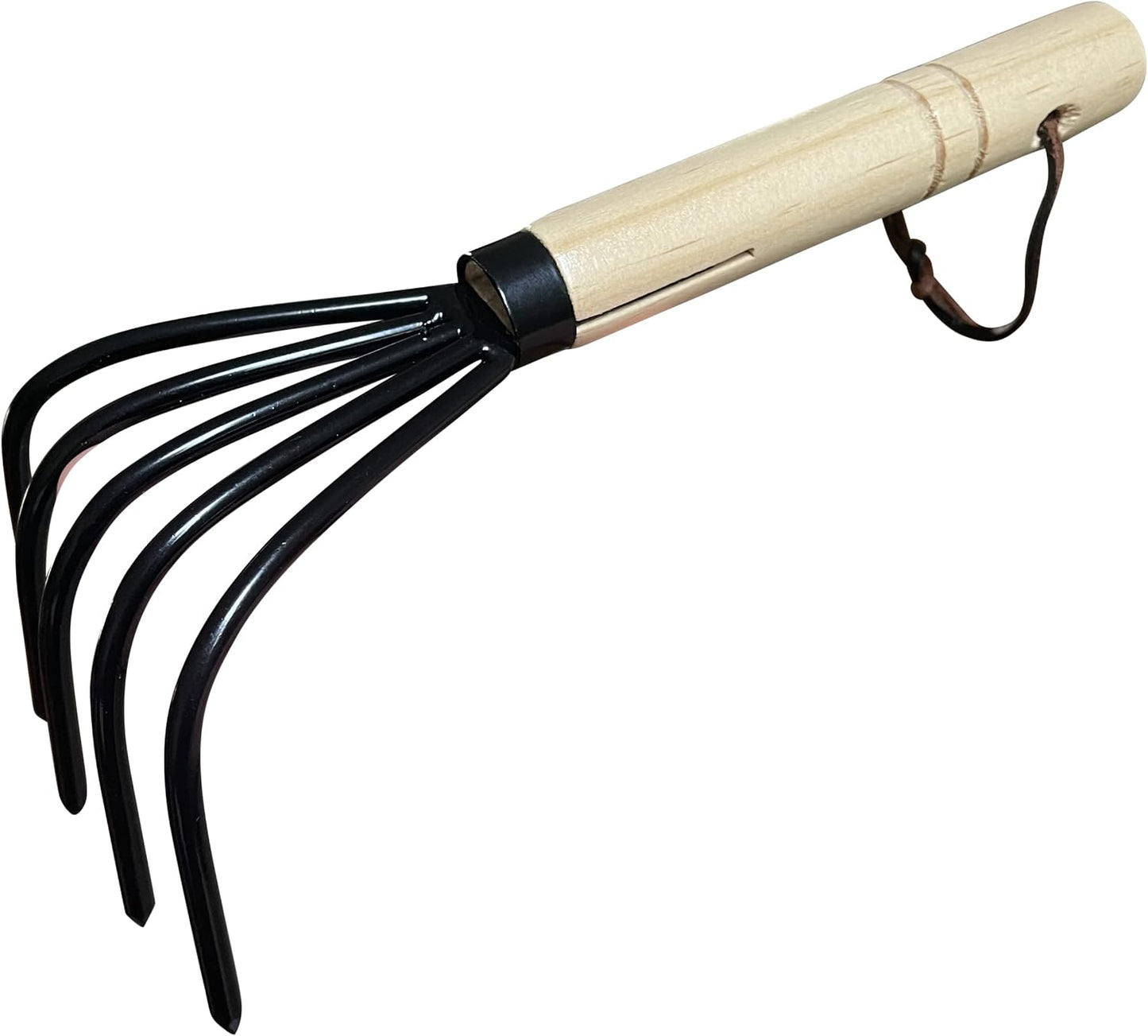 Hand Rake Cultivator Claw Soil Tiller - Military Grade Steel - Rust Resistant - 5 Tine Japanese Ninja Claw - Comfortable Wood Handle - Perfect Pulverized and Aerated Soil