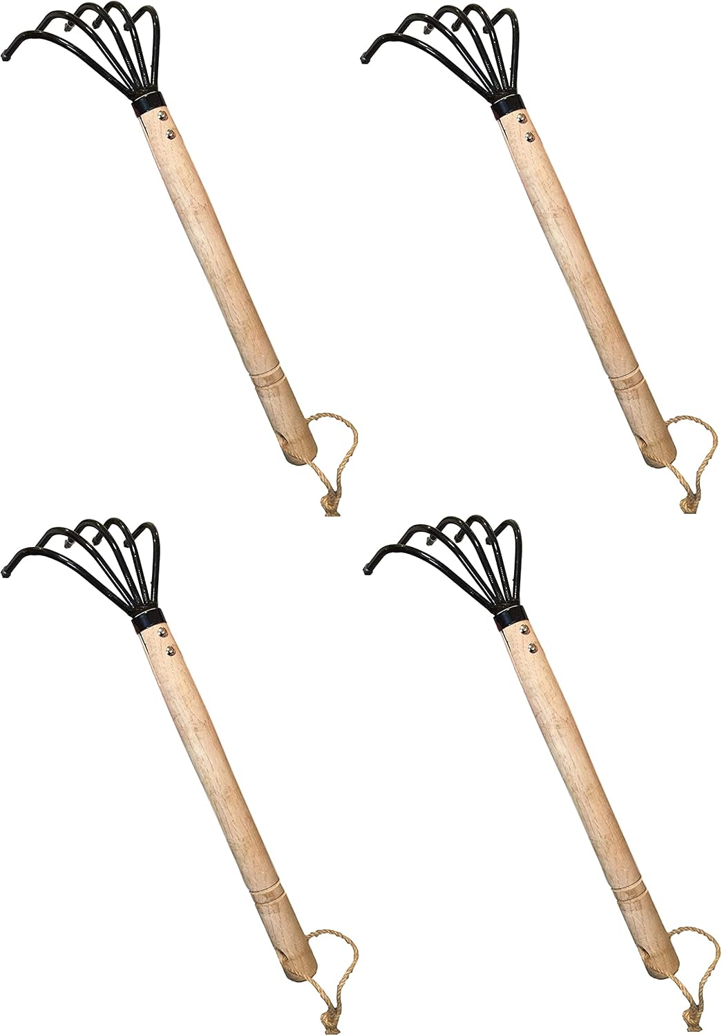 Hand Rake Cultivator Claw Soil Tiller - Military Grade Steel - Rust Resistant - 5 Tine Japanese Ninja Claw - Comfortable Wood Handle - Perfect Pulverized and Aerated Soil