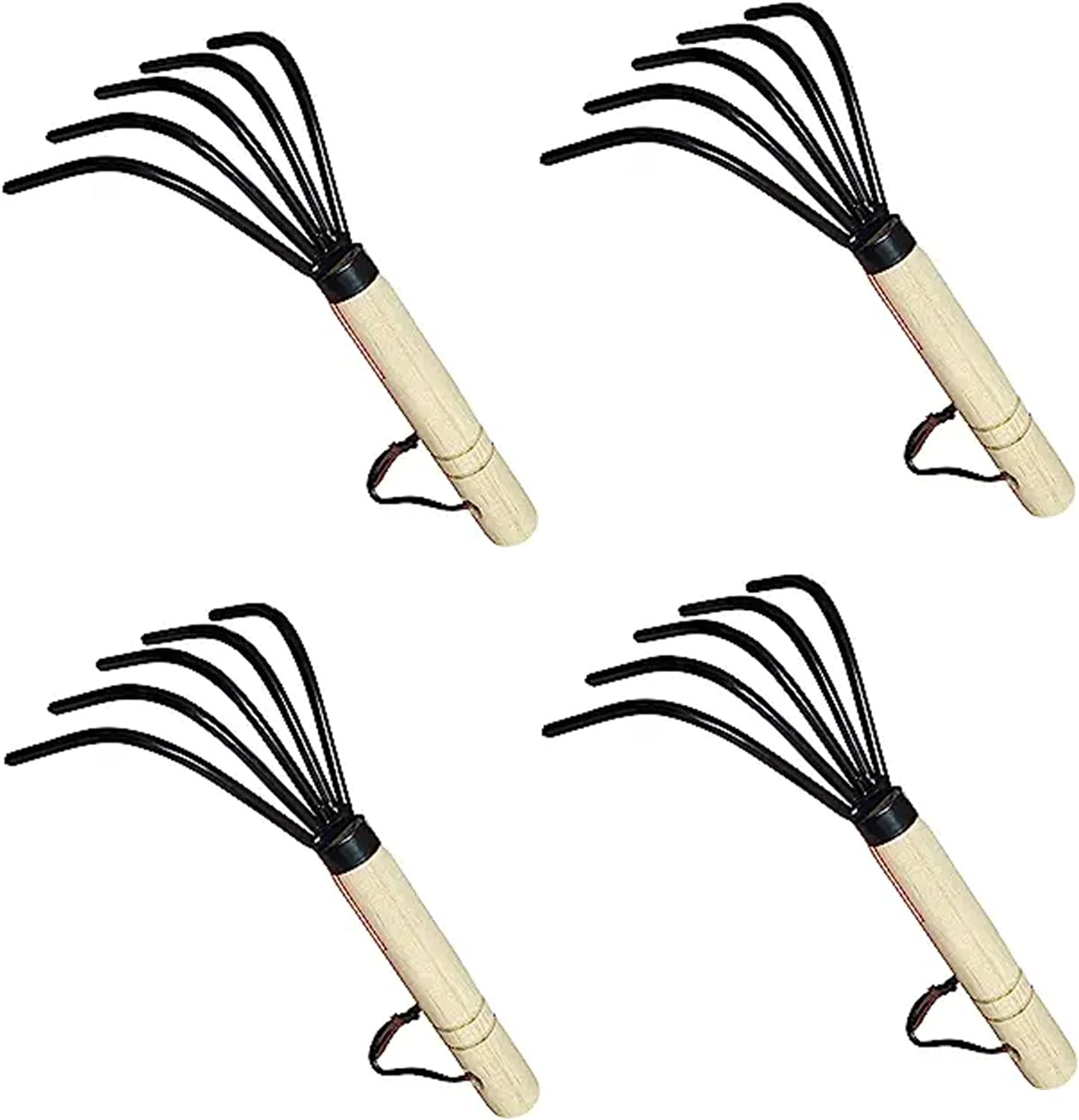 Hand Rake Cultivator Claw Soil Tiller - Military Grade Steel - Rust Resistant - 5 Tine Japanese Ninja Claw - Comfortable Wood Handle - Perfect Pulverized and Aerated Soil