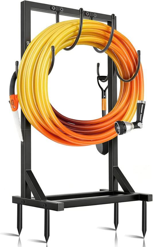 Garden Hose Holder Stand, Heavy Duty Metal Hose Hanger, Holds 150ft