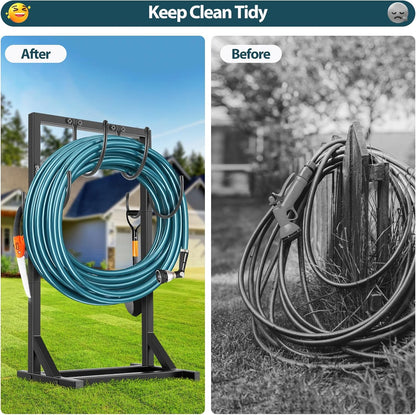 Garden Hose Holder Stand, Heavy Duty Metal Hose Hanger, Holds 150ft