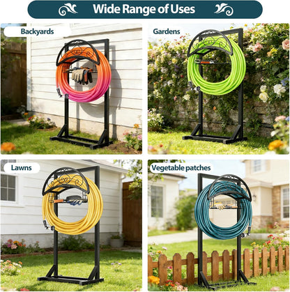 Garden Hose Holder Stand, Heavy Duty Metal Hose Hanger, Holds 150ft