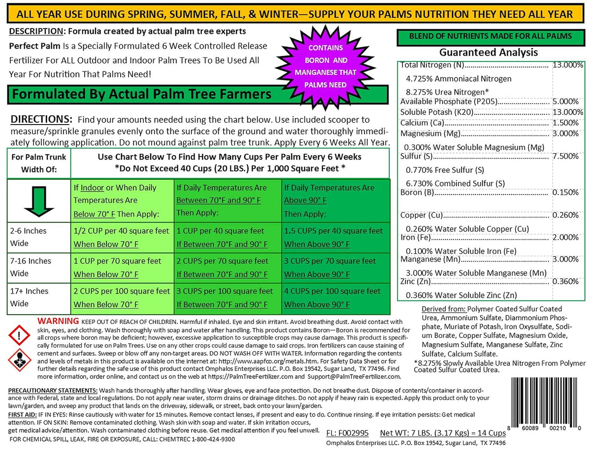 7 LB. ® - Dual Action Palm Tree Fertilizer with Free Measuring Scoop