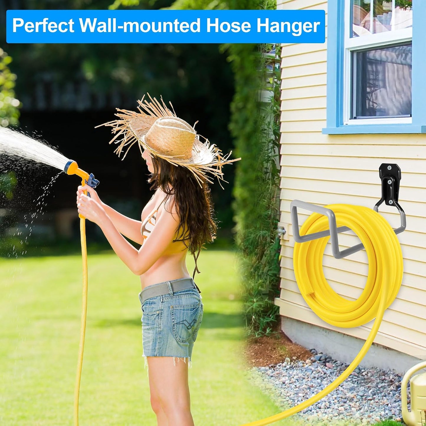 Metal Garden Hose Holder Wall Mounted Water Hose Holder for Outside Yard