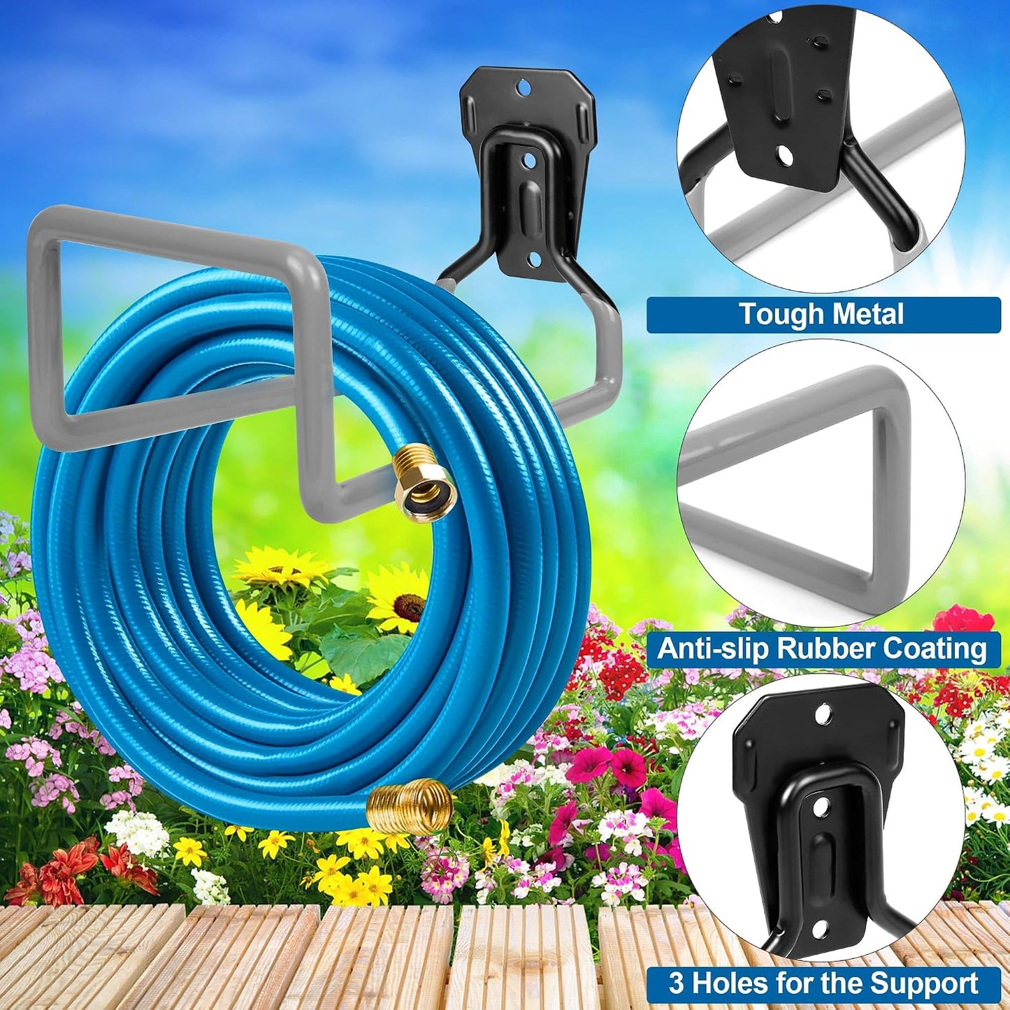 Metal Garden Hose Holder Wall Mounted Water Hose Holder for Outside Yard