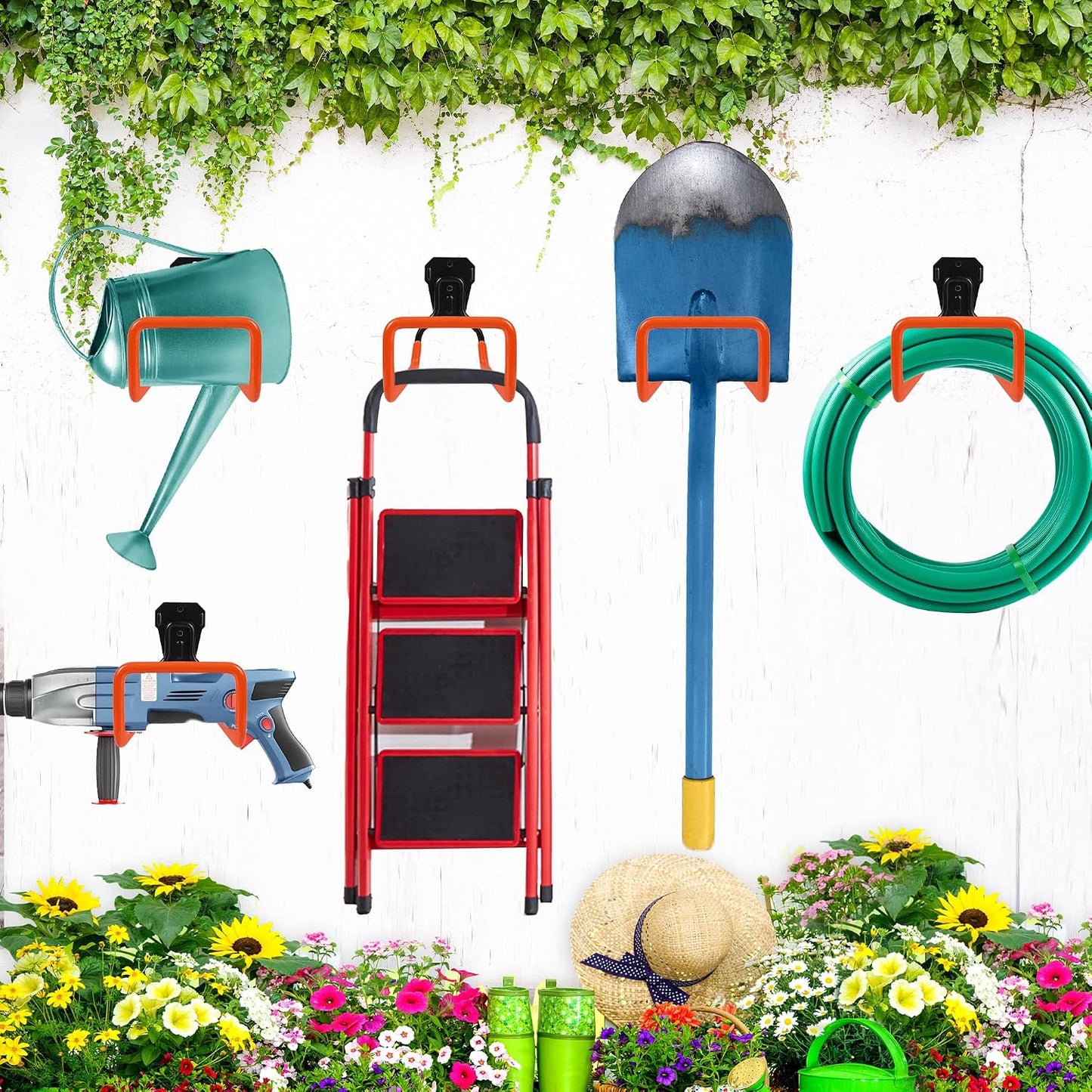Metal Garden Hose Holder Wall Mounted Water Hose Holder for Outside Yard