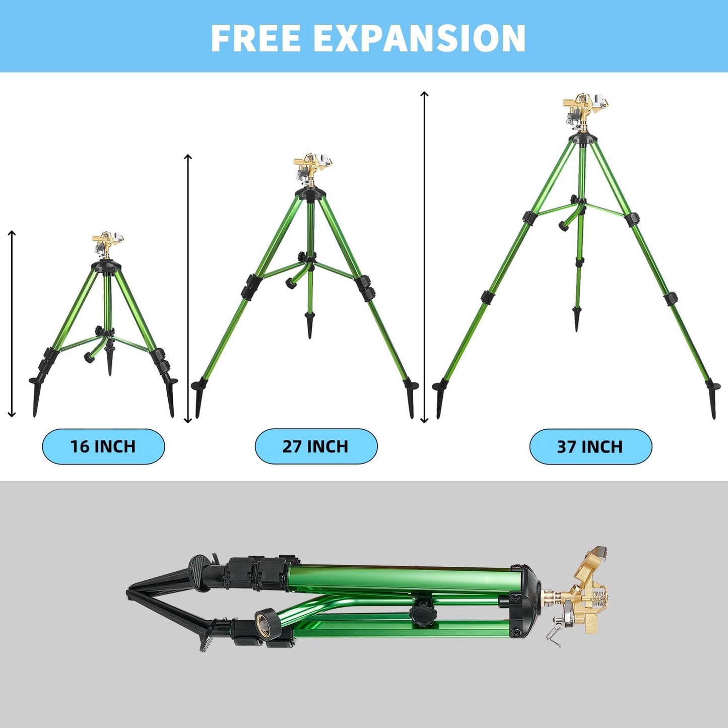 Impact Sprinkler on Tripod Base, 360° Coverage, 3/4in