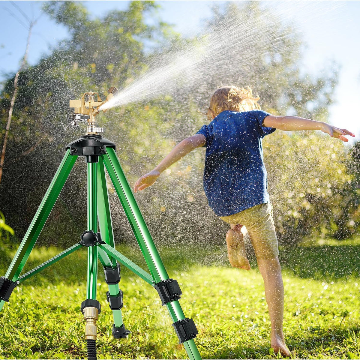 Impact Sprinkler on Tripod Base, 360° Coverage, 3/4in